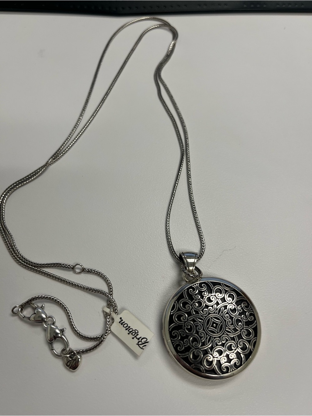 Brighton Silver and Black Filigree Round Pendant Necklace